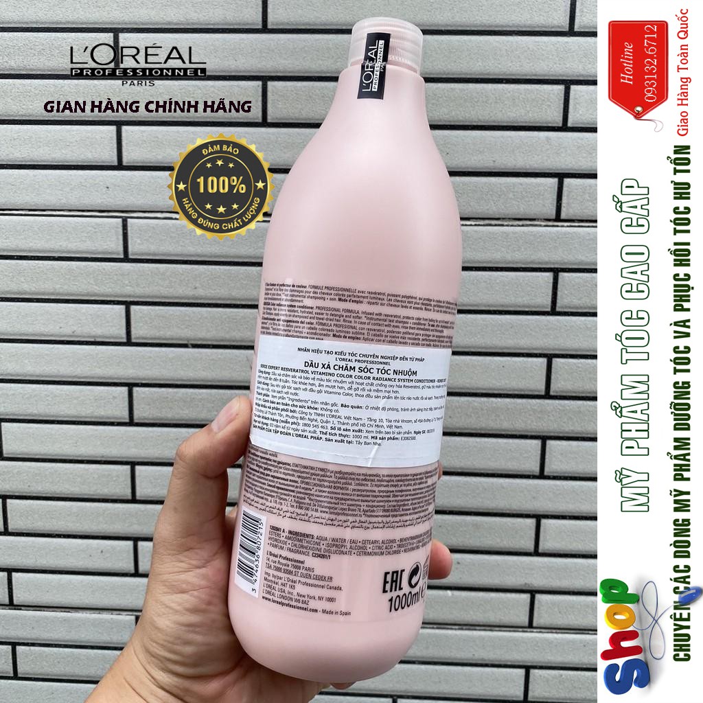 [L'oreal-chính hãng] Dầu xả dành cho tóc nhuộm L'oreal Vitamino Color Conditioner 1000ml