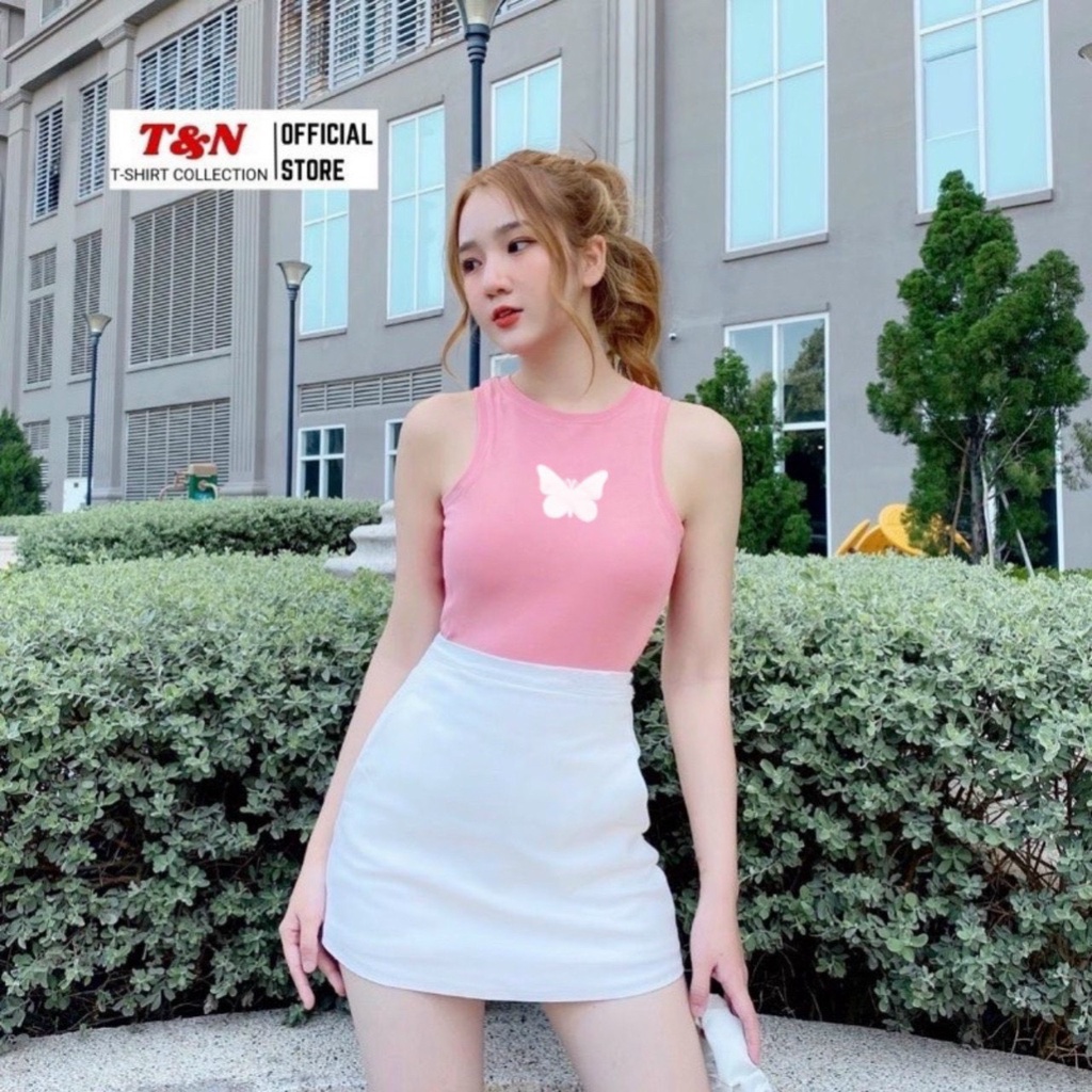 Áo kiểu ba lỗ croptop in hình con bứm trắng cực xinh , chất thun bozip mềm mịn