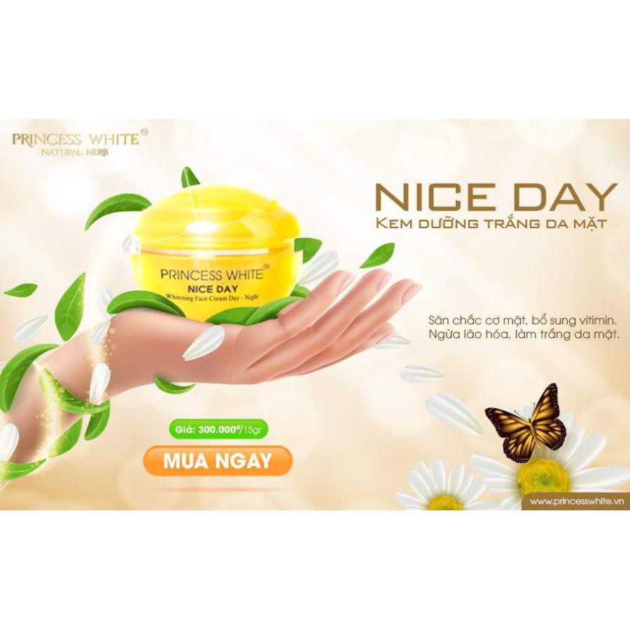 [COMBO 5] 5 HỘP KEM DƯỠNG TRẮNG DA MẶT NICE DAY THƯƠNG HIỆU PRINCESS WHITE