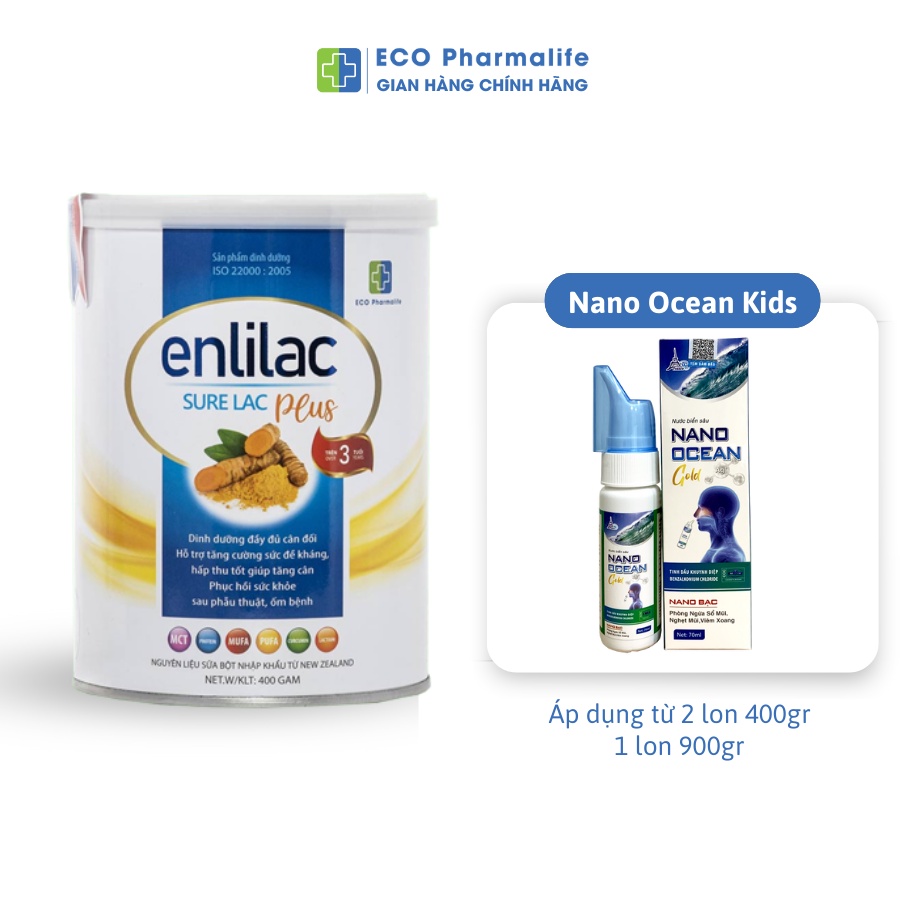 Sữa bột Enlilac SureLac Plus, dinh dưỡng cao, năng lượng toàn diện cho người ốm bệnh và sau phẫu thuật