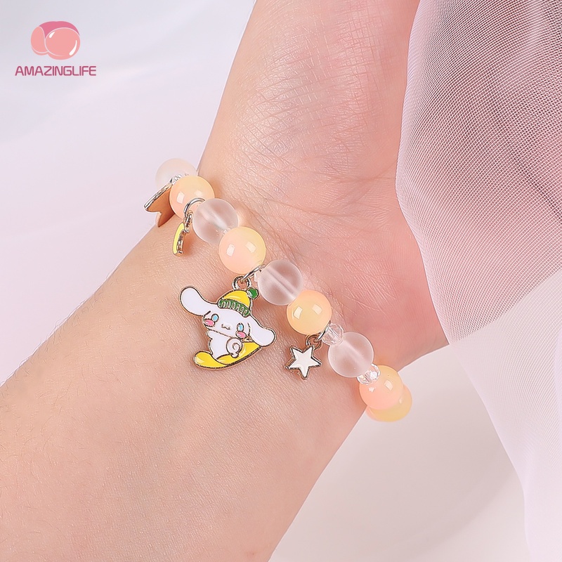 [Amazinglife] Vòng Tay Hạt Pha Lê Mặt Hình Động Vật / Ngôi Sao / Mặt Trăng Trong Suốt Phong Cách Hàn Quốc Cho Nữ