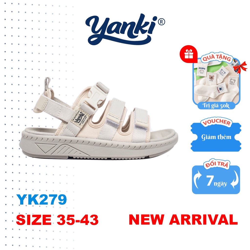 Giày Sandal Nam Nữ YANKI Quai Chéo Sport YK279 - Light Cream
