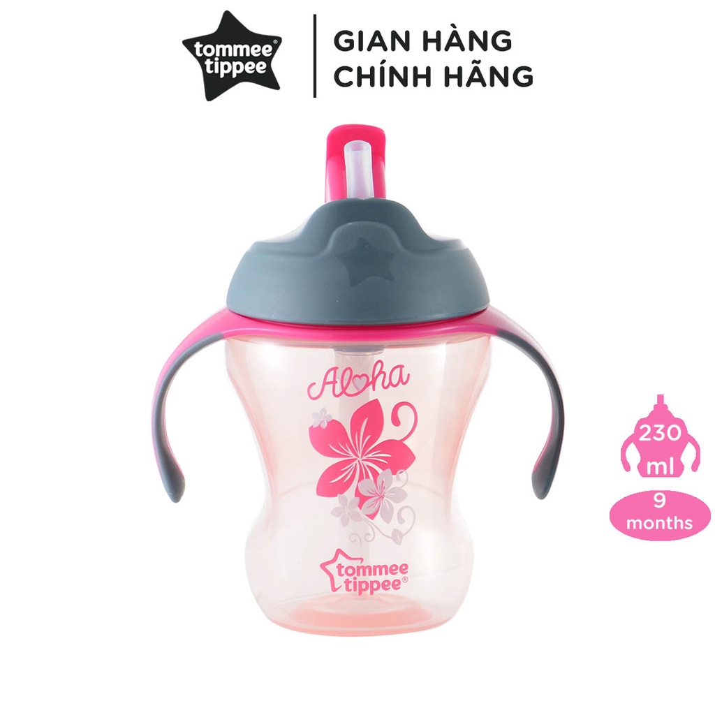 Bình tập uống nước có ống hút đáy nặng kháng khuẩn chống tràn, chống sặc cho bé Tommee Tippee SuperStar – Vàng