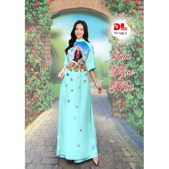 Vải may áo dài in hình Đức Mẹ