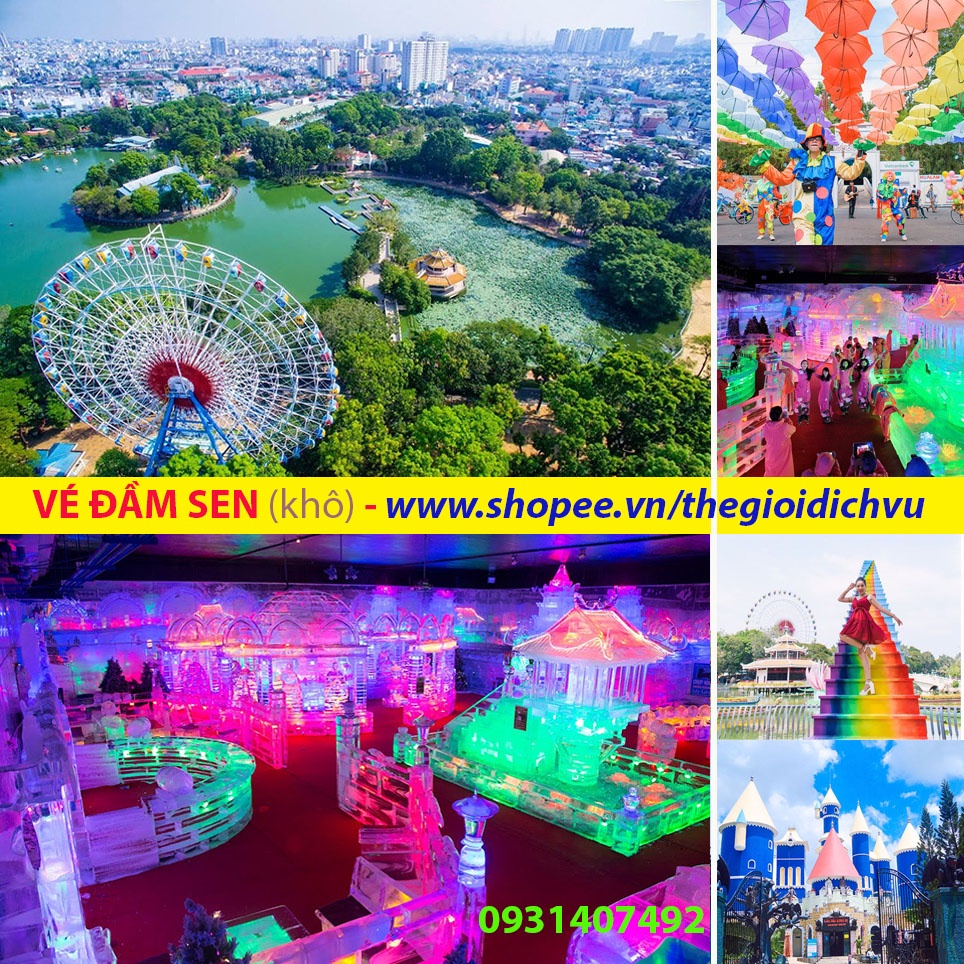 HCM  Đầm Sen - Vé Trọn Gói Vào Cổng + 35 Trò Chơi Siêu Hấp Dẫn - Công Viên Khô