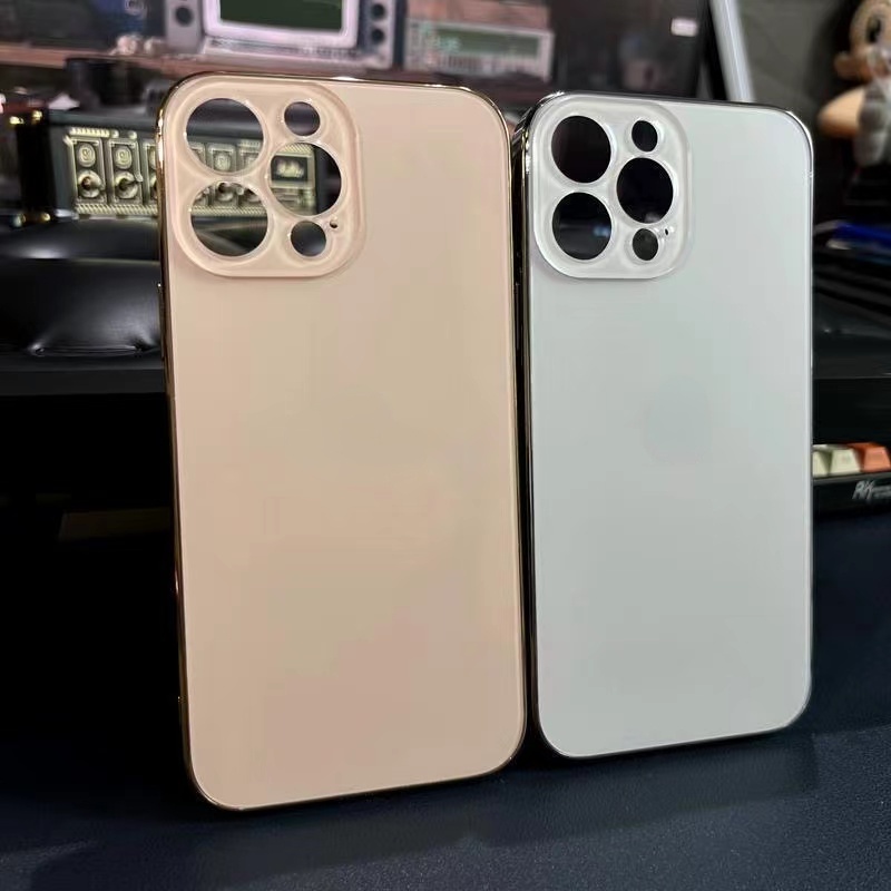 Ốp Điện Thoại Kính Cường Lực Cứng Nhám Viền Mạ Màu 14 AG Cho iPhone 14 13 Pro MAX 12 11 Pro MAX 14 Plus