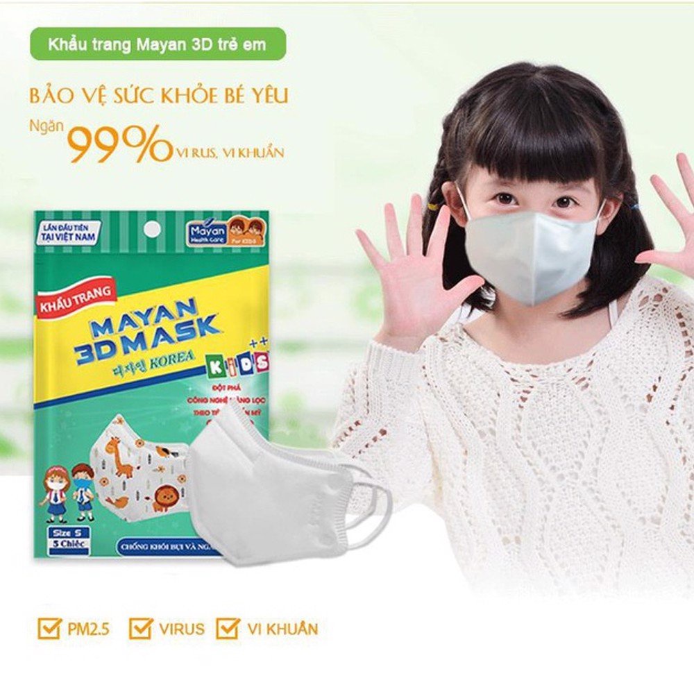 KHẨU TRANG TRẺ EM MAYAN 3D MASK KID - GÓI 5 CHIẾC