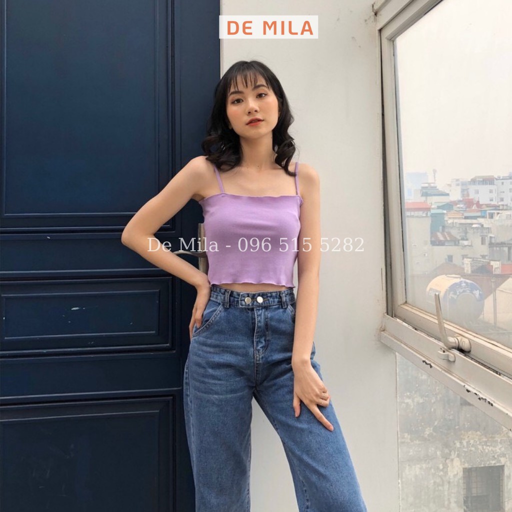 Áo Hai Dây De Mila Dáng Ôm Viền Lượn Sóng Vải Cotton Mịn Cao Cấp Áo 2 Dây Nữ Co Giãn 4 Chiều - AVQ45 | BigBuy360 - bigbuy360.vn