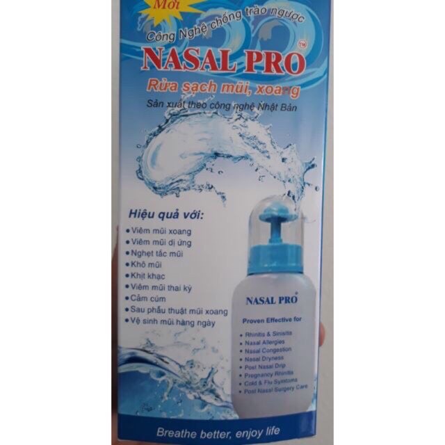 Bình rửa mũi Nasal Pro  có van thông khí giúp ngăn ngừa chất lỏng chảy ngược, dùng được cho cả người lớn và trẻ nhỏ