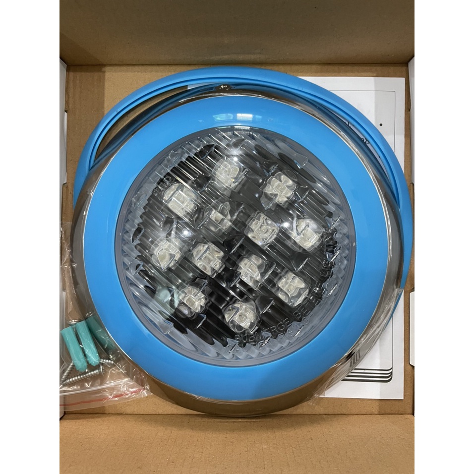Đèn Led Bể Bơi Ánh Sáng Màu Vàng Nhạt 3000K 12W-24V/12V Vỏ Ngoài Inox 304 Dùng Trang Trí Hồ Bơi