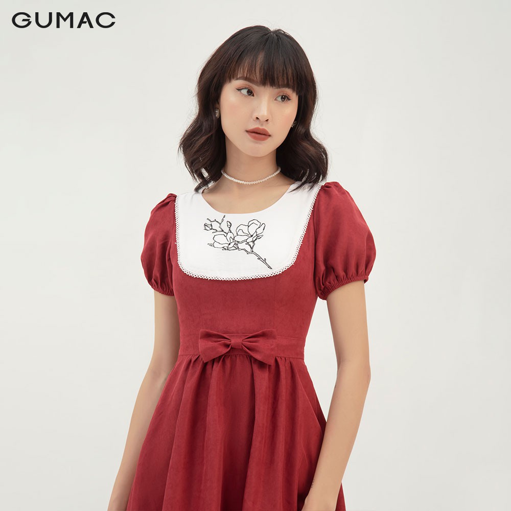 [Mã WABRG208 giảm 10% tối đa 50k đơn từ 250k] Đầm xòe nữ phối yếm thêu GUMAC phong cách thanh lịch, sang trọng DB395 | BigBuy360 - bigbuy360.vn