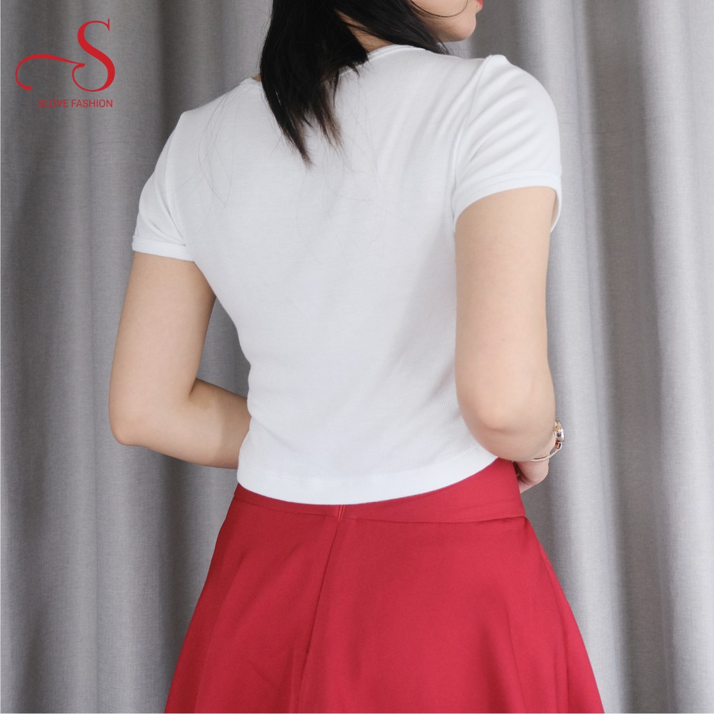 Áo croptop nữ, áo body nữ, áo thun nữ, ôm body với ba màu - đen, trắng, đỏ | BigBuy360 - bigbuy360.vn