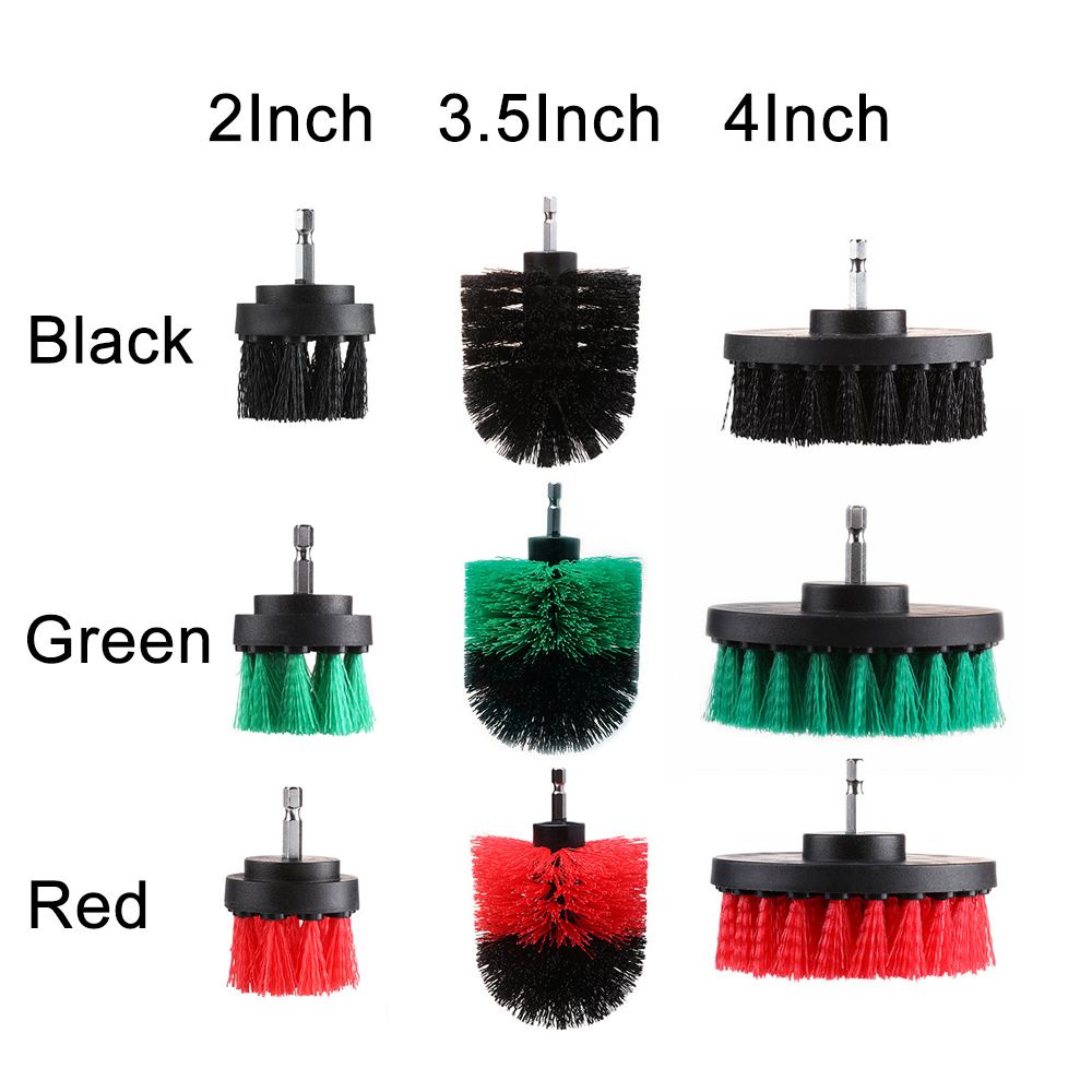 Bộ bàn chải gắn máy khoan điện vệ sinh ô tô cỡ 2'' 3.5'' 4'' nhiều màu sắc tùy chọn (có bán lẻ)