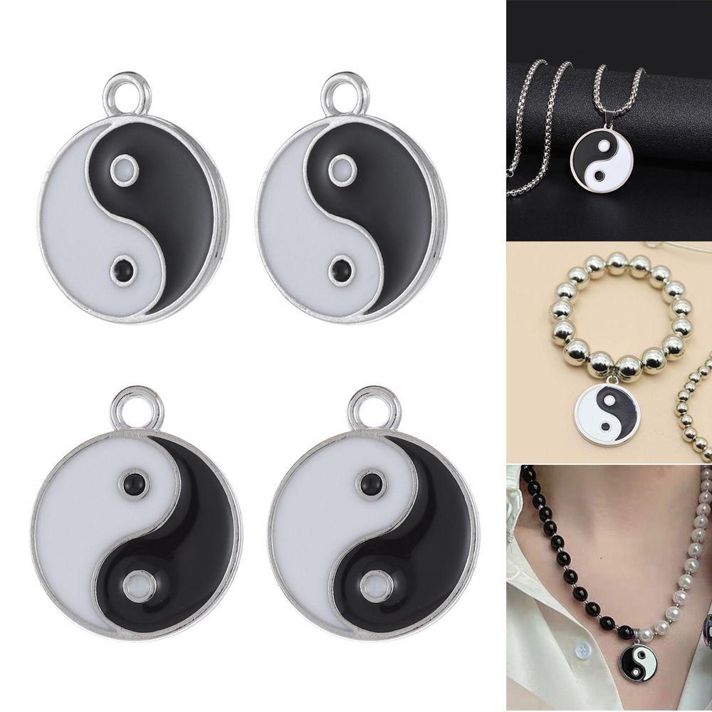 Mặt Dây Chuyền Hình Âm Dương Màu Trắng Đen DIY