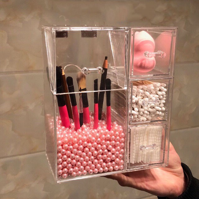 [ Có sẵn] Hộp đựng cọ size lớn kèm 3 ngăn nhỏ