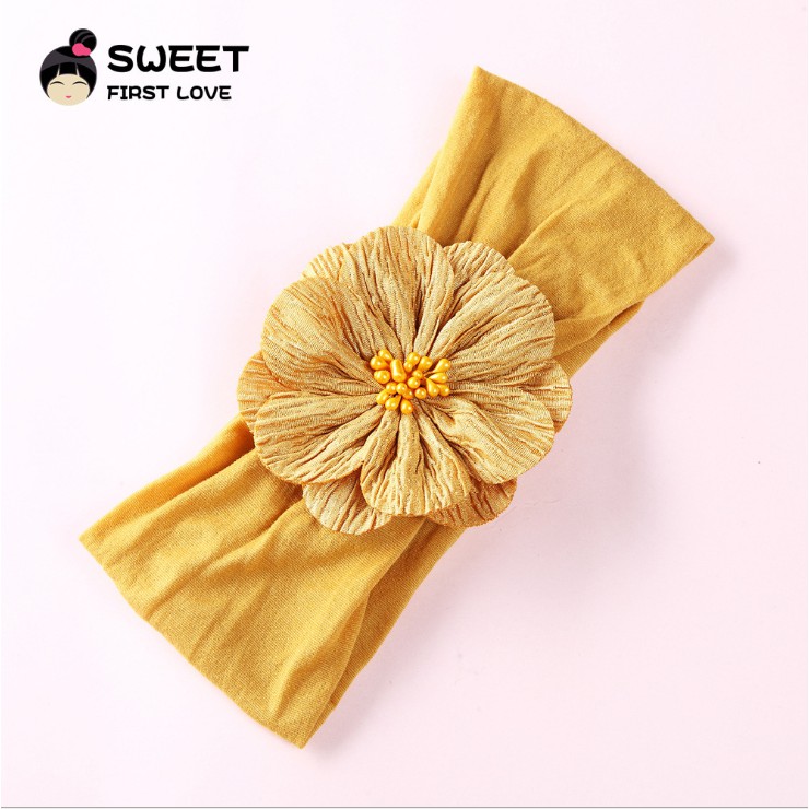 Băng đô,turban cho bé 💥FREESHIP💥 bản rộng hoa đồng tiền chất liệu co dãn mềm mịn