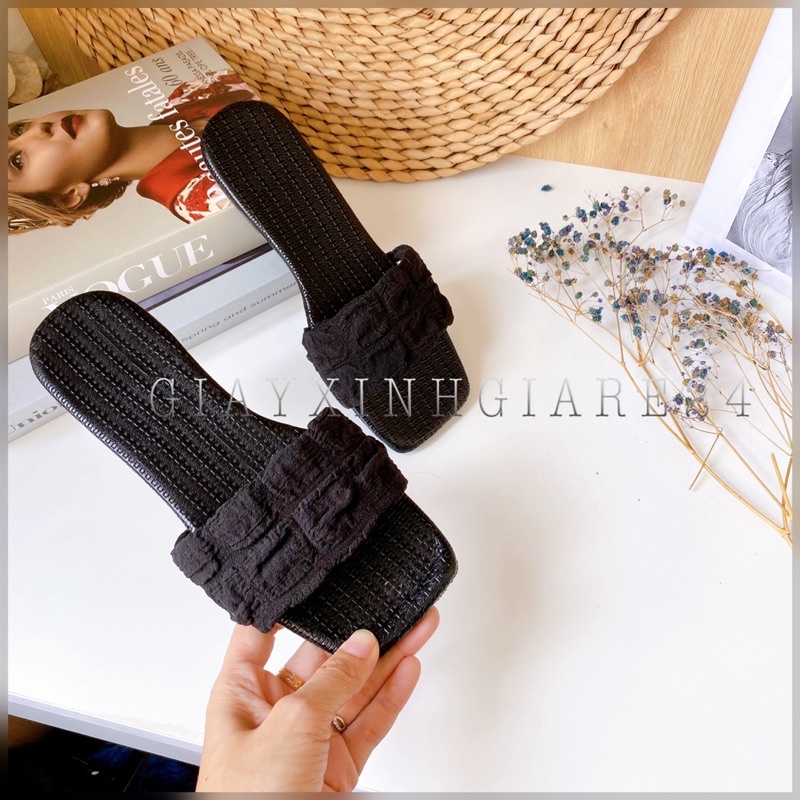 (Fom nhỏ) Dép lê nữ quai ngang phồng bèo nổi siêu bánh bèo LBB