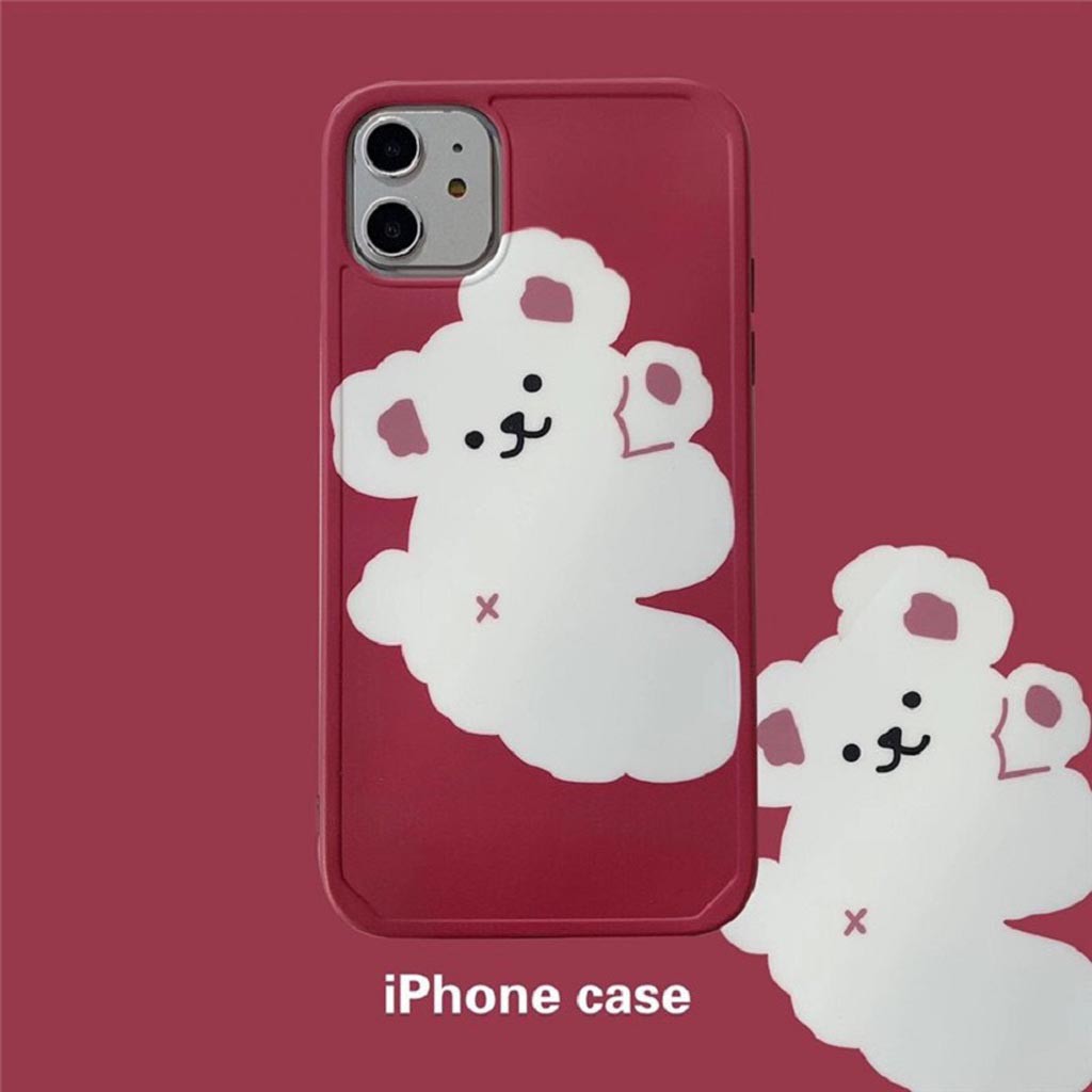 Ốp Lưng Iphone Cao Cấp Full Viền Màu Đỏ Gấu Bông Trắng Dành Cho Tất Cả Dòng Iphone từ 6 đến 11promax | BigBuy360 - bigbuy360.vn