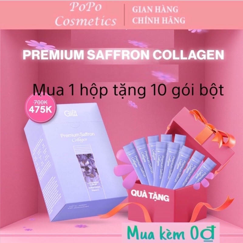 [Tặng 10 gói bột]Collagen Cao Cấp Kết Hợp Saffron - Gilaa Premium Saffron Collagen (60 gói x 2g)