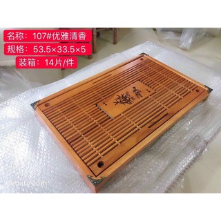 Khay ấm chén bọc đồng 4 góc