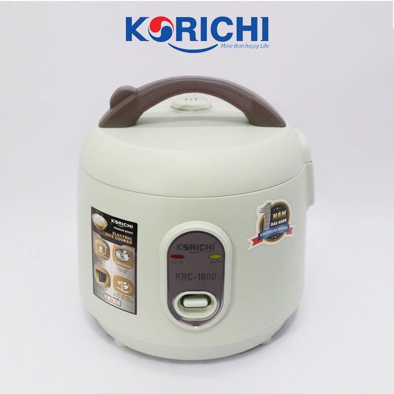 Nồi cơm điện mini Korichi KRC-1800, phù hợp cho gia đình 1-3 người, nấu cơm ngon, kiểu dáng hàn quôc, nồi cơm điện 1lit