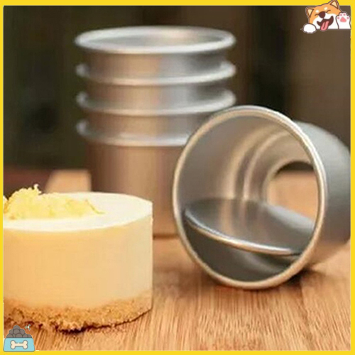 Bộ 5 Khuôn làm bánh dáng tròn 2.5 inch đáy có thể tháo rời tiện lợi