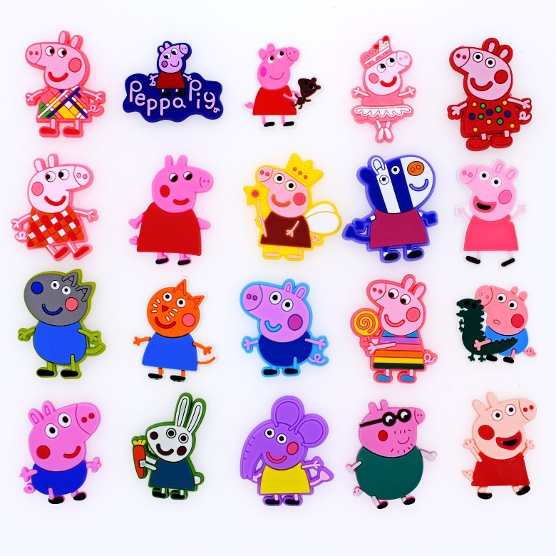 Nút Bấm Hình Heo peppa Nhiều Màu Sắc Trang Trí Giày crocs Jibbitzpins diy