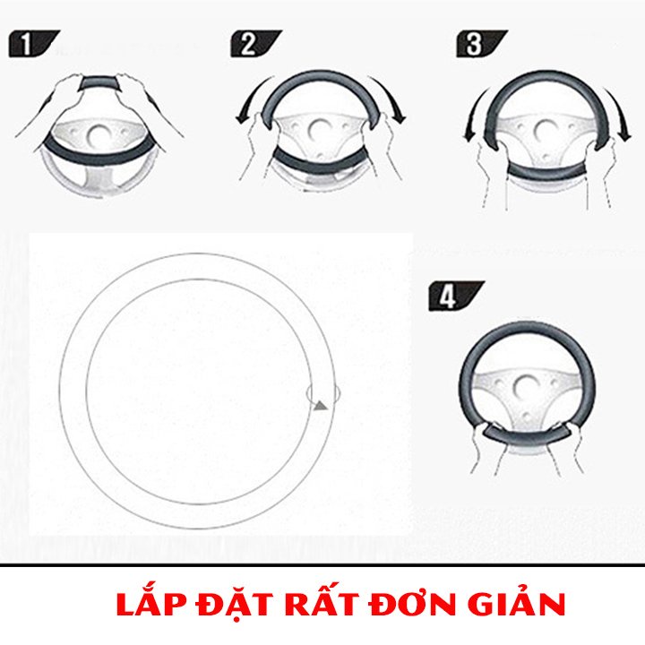 Bọc vô lăng ô tô da PU size 38cm cao cấp dành cho mọi dòng xe
