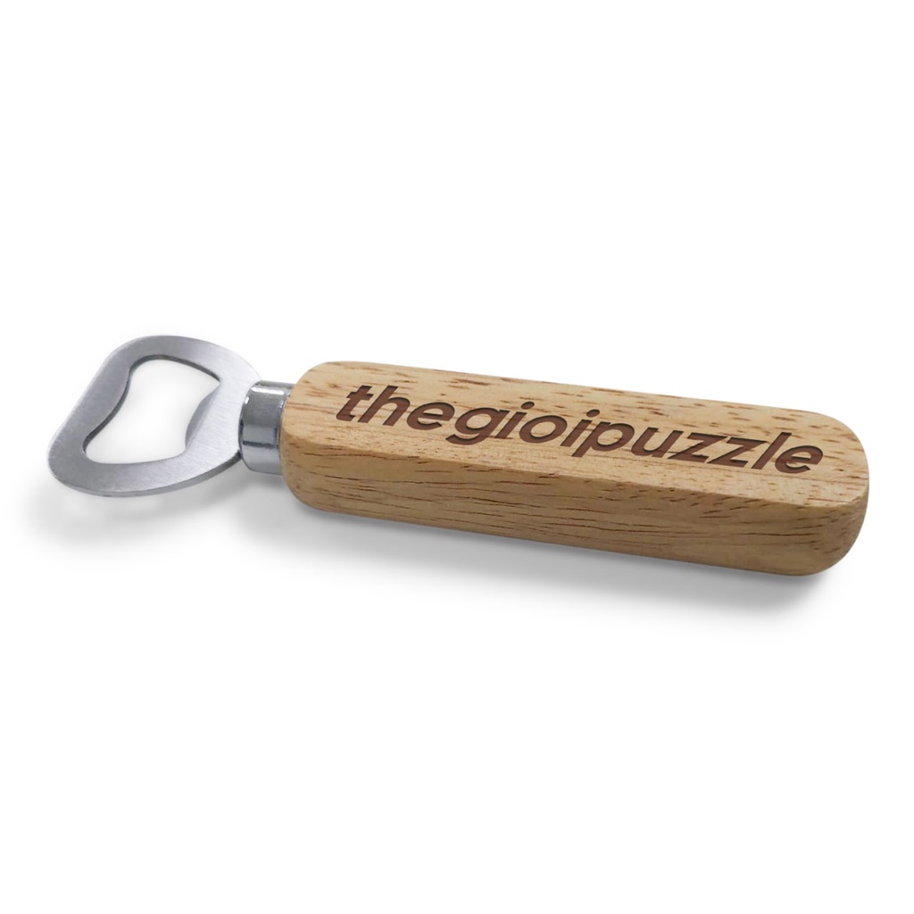 Dụng cụ mở chai bia Thegioipuzzle bằng gỗ được thiết kế khắc theo yêu cầu làm quà tặng, bật beer, mở beer