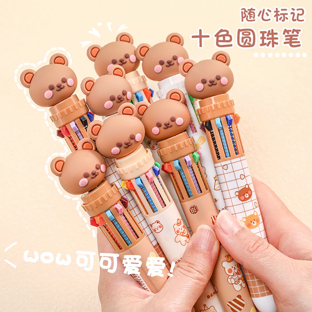 Bút Bi 10 Màu Hình Gấu Dễ Thương