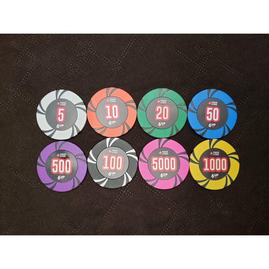 Bộ vali 300 chip poker - phỉnh poker có số Tự chọn mệnh giá 6UP bộ chơi poker xèng xu pocker chất liệu đất nung