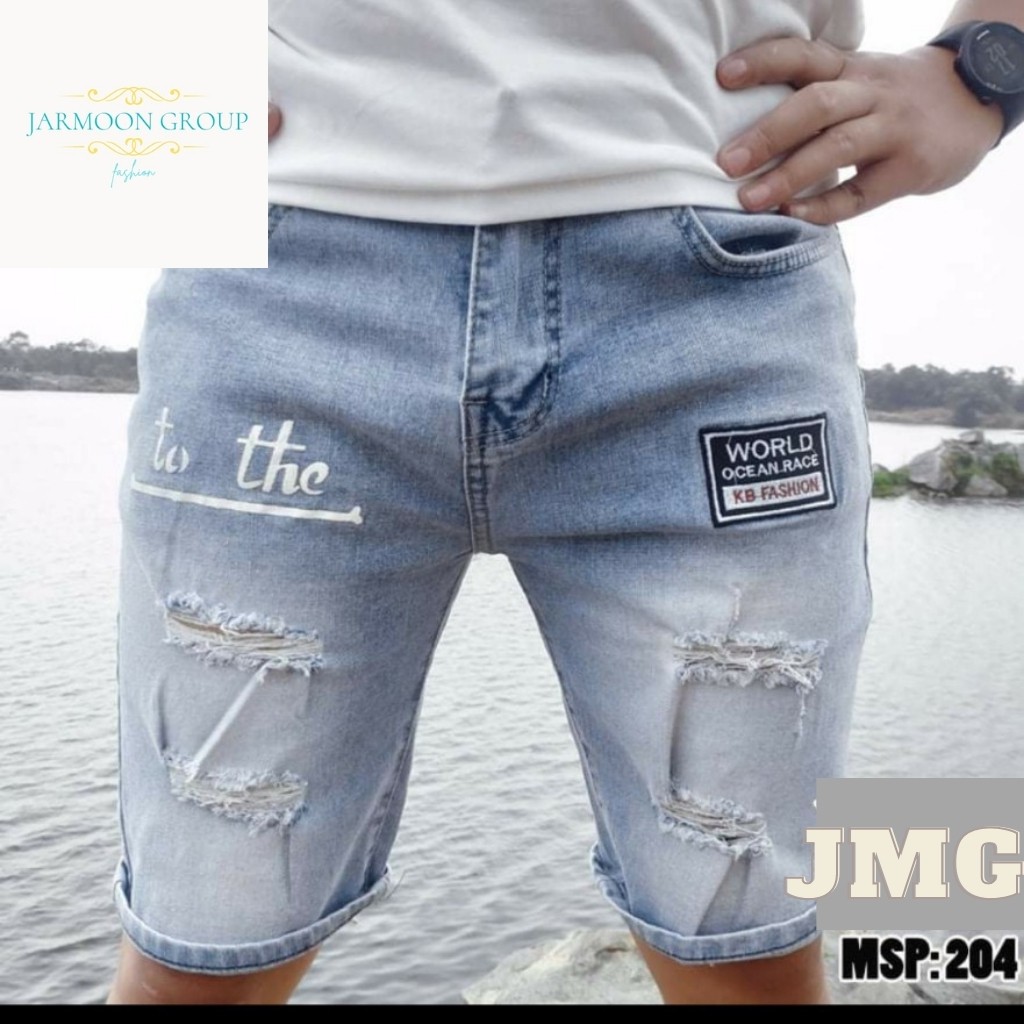 Quần Short Nam AD204JM Short Jean Nam Chất Bò VNXK Co Dãn Cao Cấp Thêu Rách Xước Cao Cấp SHV Giá Gốc Tận Xưởng (44-70KG)