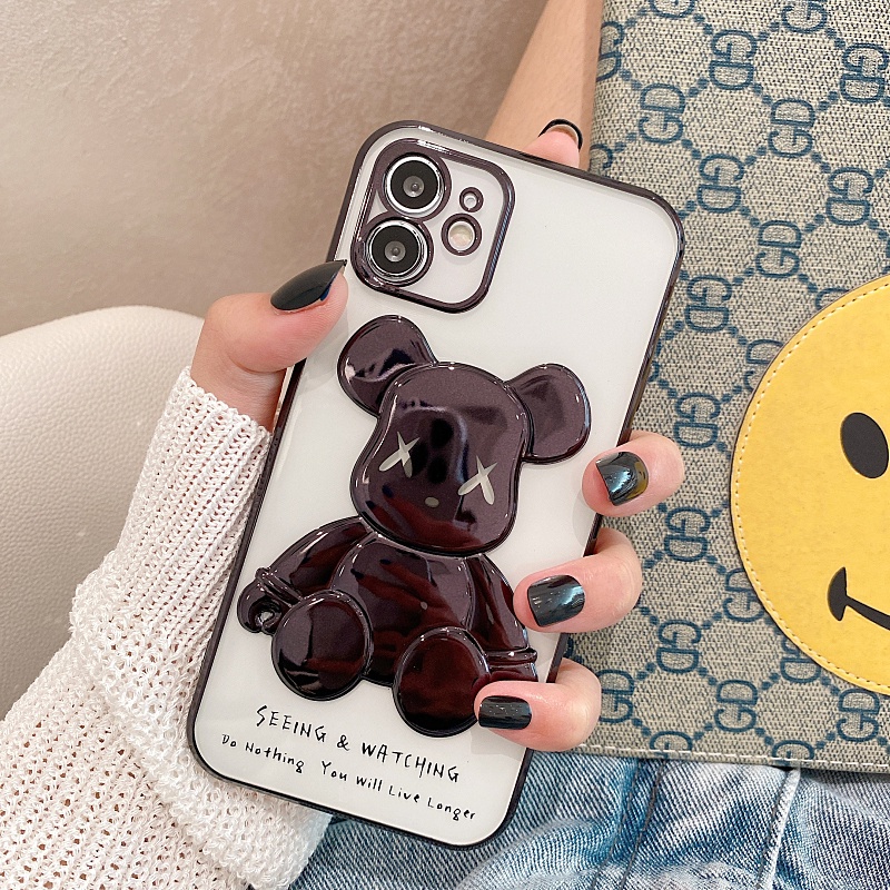 Ốp lưng iphone KAWS bóng nổi 3D viền si cạnh vuông 7plus/8plus/x/xr/xs/11/12/13 pro/max/plus/promax