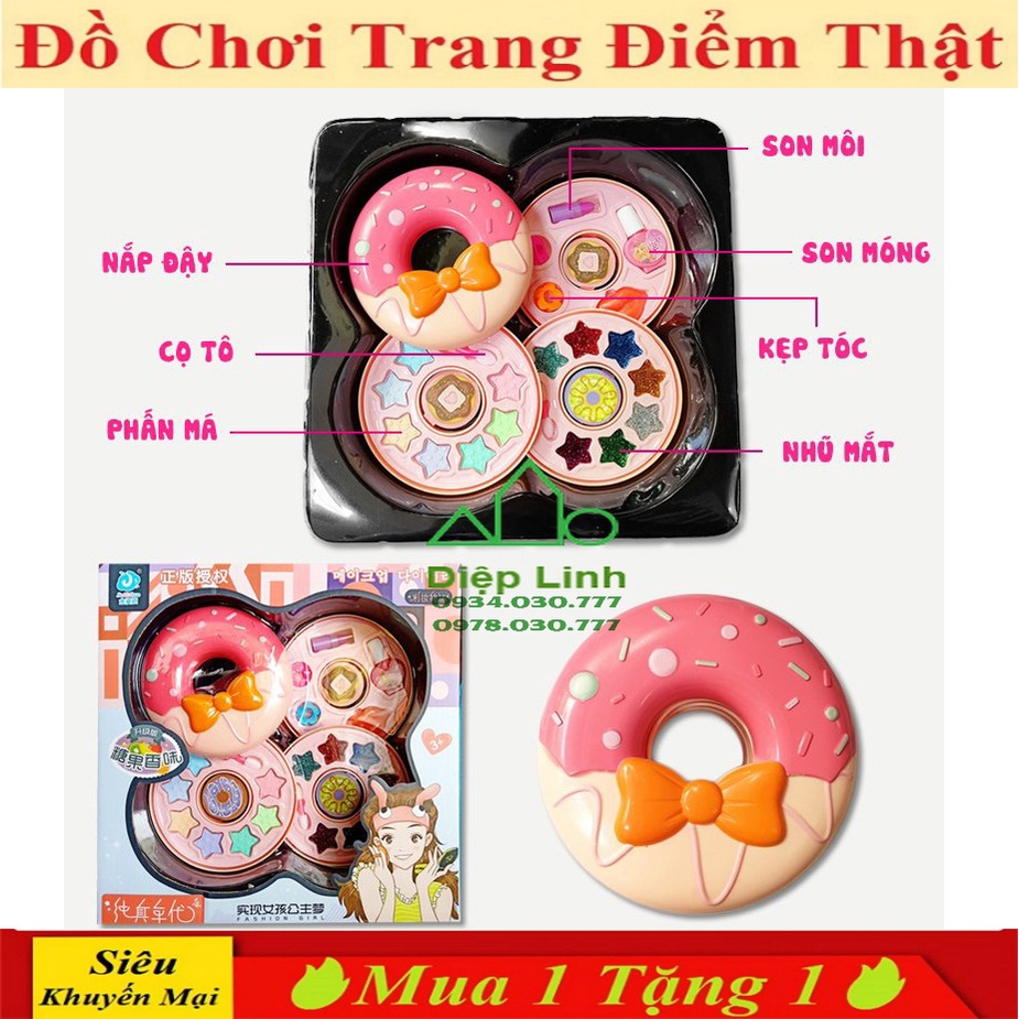 Hộp đồ chơi trang điểm cho bé hình bánh donut