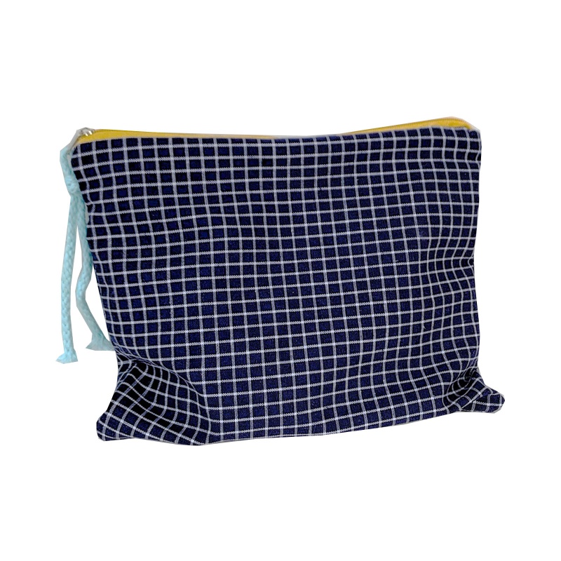 Túi Đựng Đồ Trang Điểm Bằng Cotton Kẻ Sọc Có Khóa Kéo Đa Năng Thời Trang Cho Nữ