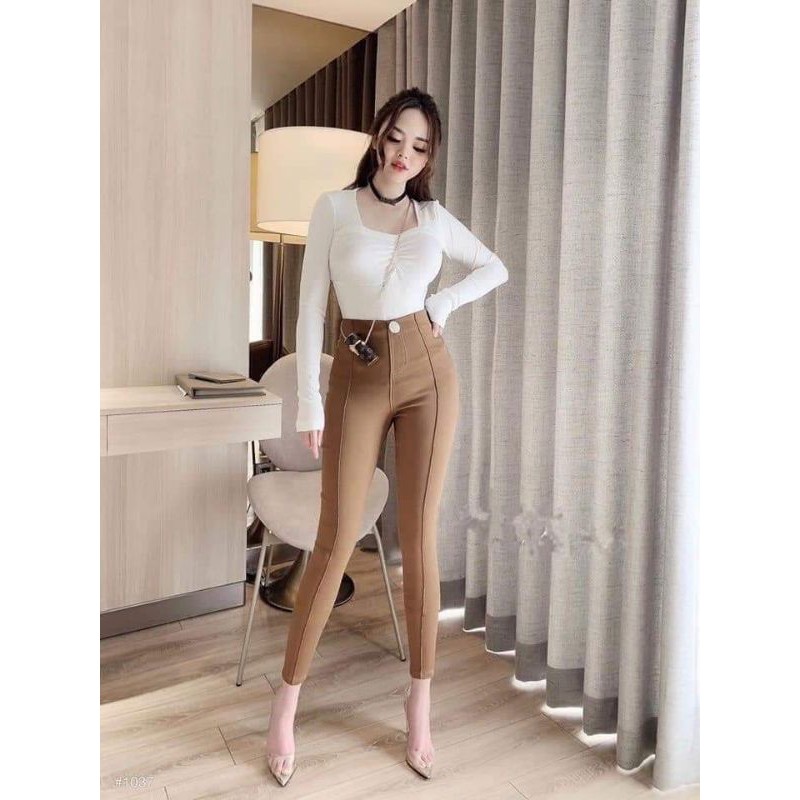 Quần thun jean nâu