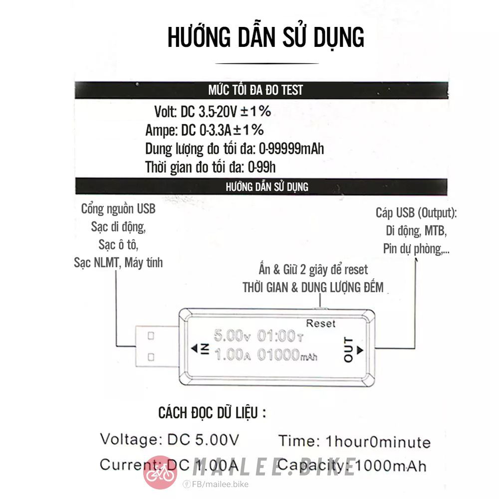 USB Tester Thiết Bị Kiểm Tra Dòng Điện, Điện Áp Qua Cổng Usb Kiểm Tra Điện Áp Pin Sạc Dự Phòng Tiện Dụng