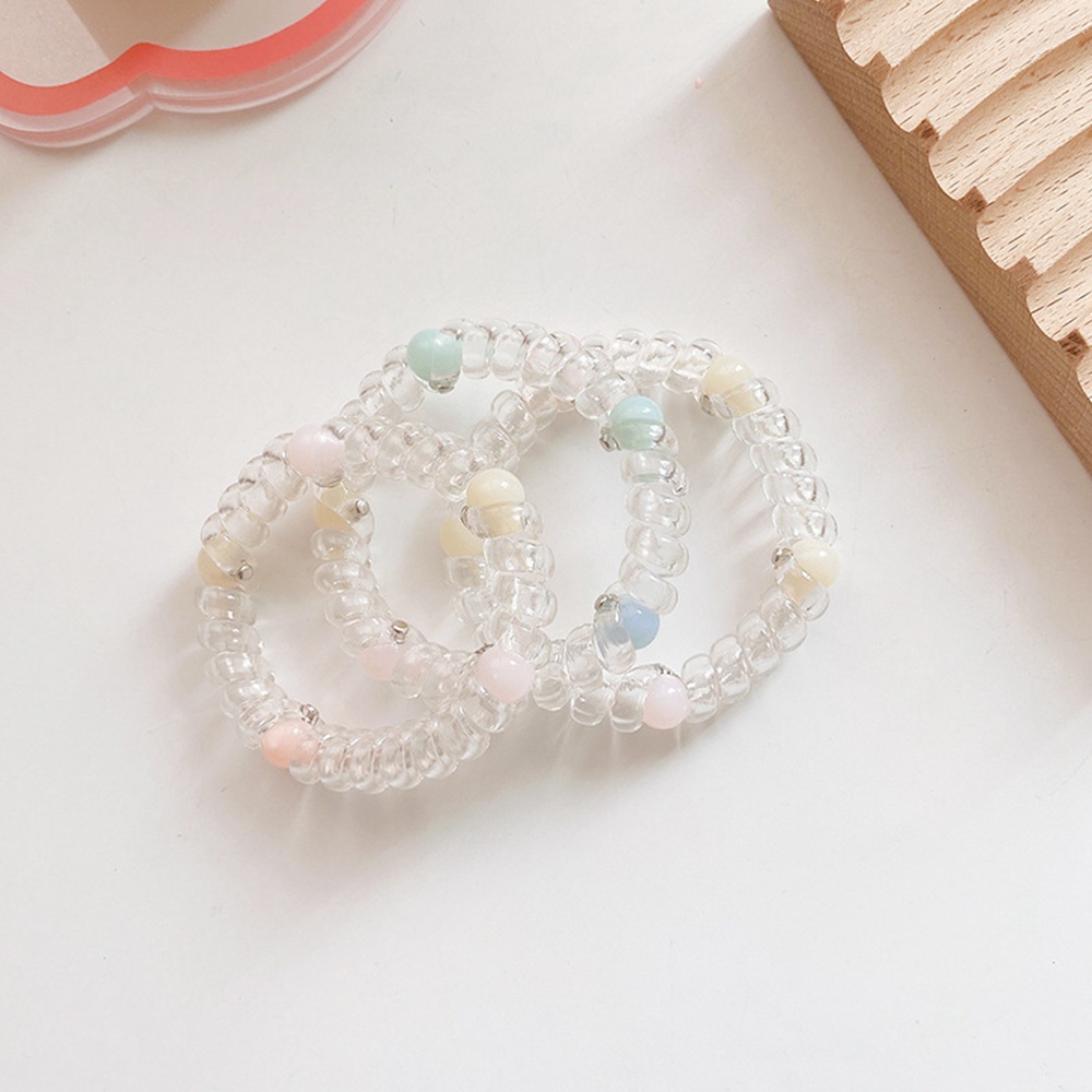 Set 3 Dây Buộc Tóc Dạng Xoắn Chất Liệu Acrylic Trong Suốt Thời Trang Cho Nữ