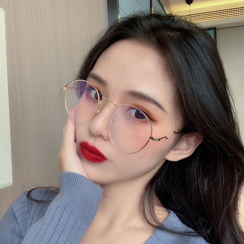 (KIQI-FASHION) COD Kính Chống Tia Bức Xạ Gọng Tròn Kim Loại Thời Trang Hàn Quốc