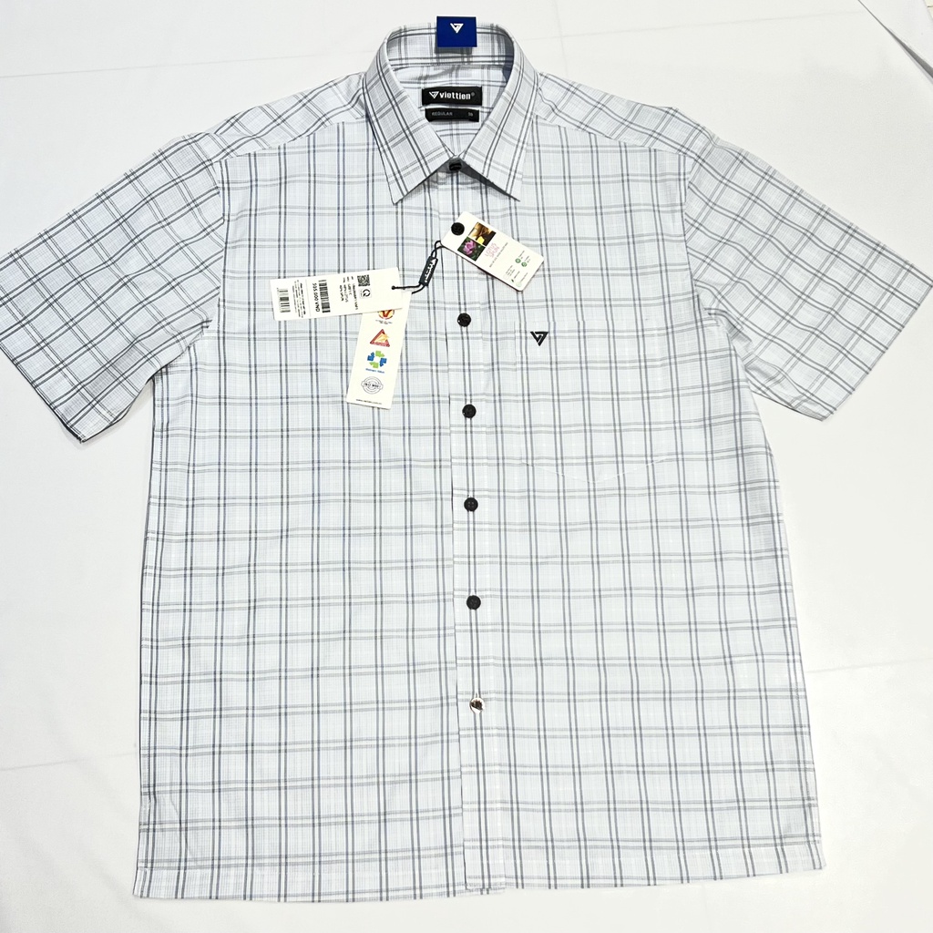 XẢ ÁO LẺ SIZE - Áo sơ mi cộc tay Việt Tiến 6084 - Regular vạt ngang size 40