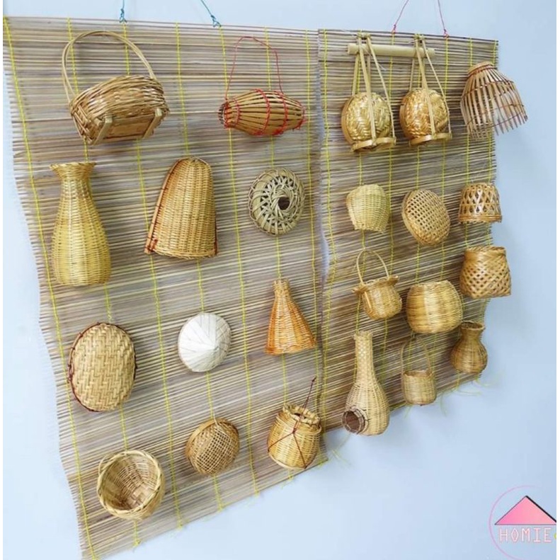 Set 12 món mây tre đan gồm cả phên mành