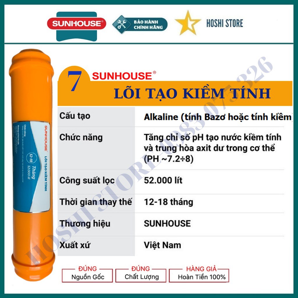 Lõi lọc nước số 7 SUNHOUSE SHRLL7 - Alkaline Lõi tạo kiềm, trung hoà axit