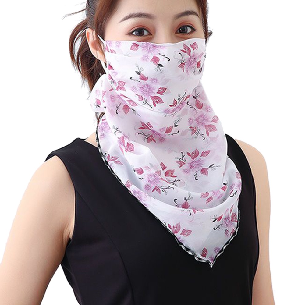 Khăn Choàng Cổ Kiêm Mặt Nạ Chống Nắng Bằng Lụa In Họa Tiết Thời Trang Lái Xe Mùa Hè Cho Nữ