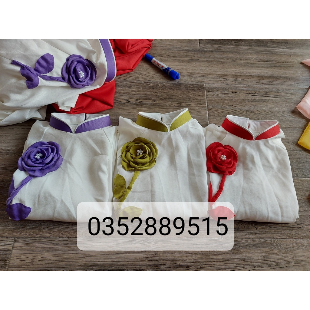 Bộ Áo Dài Tây Thi Đính Hoa- Áo Dài Cà Ri