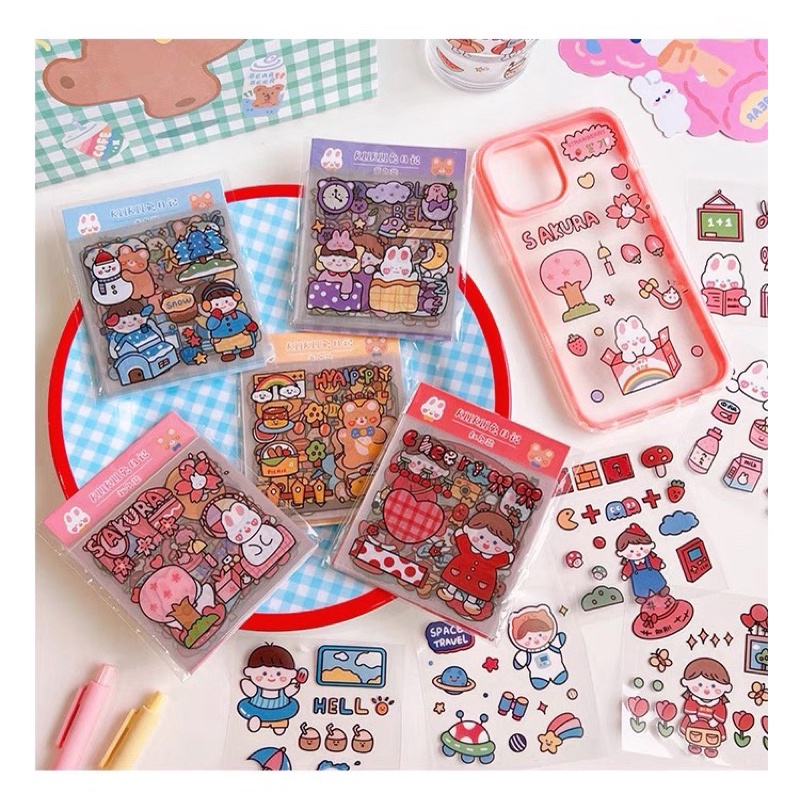 Set 20 tấm sticker dễ thương trang trí sổ, hộp bút, stickers điện thoại loại đẹp