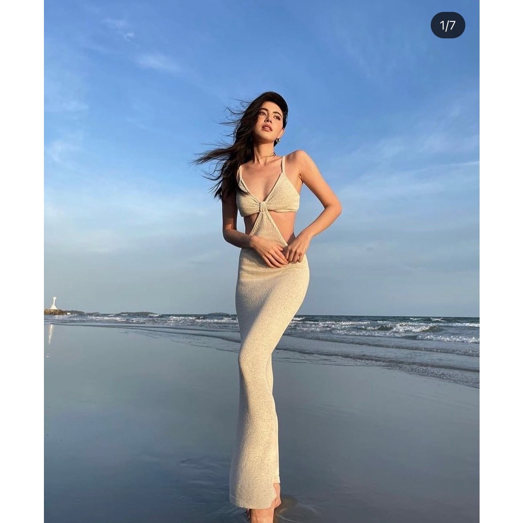 2022 Đầm Karlux Dự Tiệc Mùa Hè Đi Biển Ôm Sexy Nữ Khoét Eo Bó Sát 2 Dây Thiết Kế Sang Chảnh