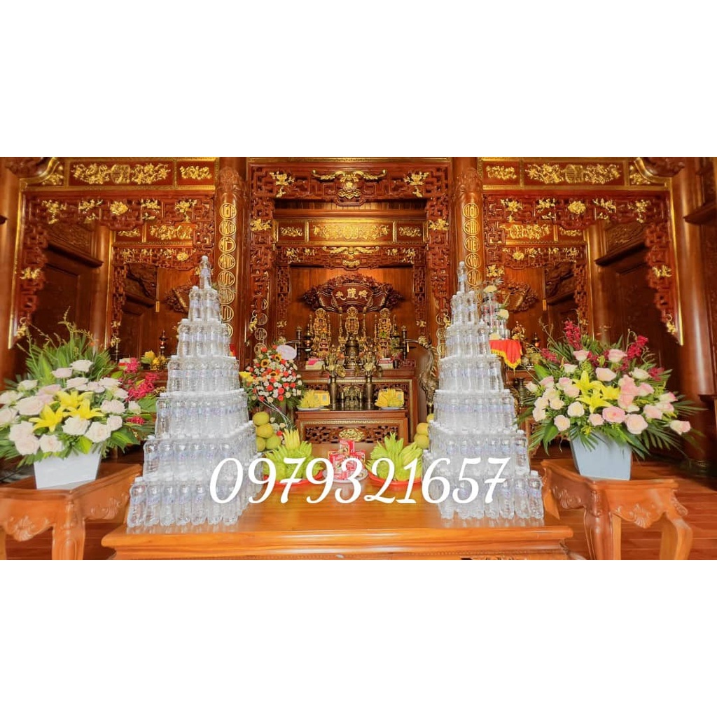 Khay mica bày tháp nước đền, đình chùa, nhà thờ 7 tầng