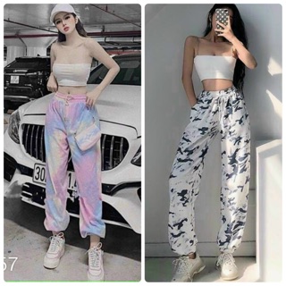 Set áo hai dây quần jogger loang màu