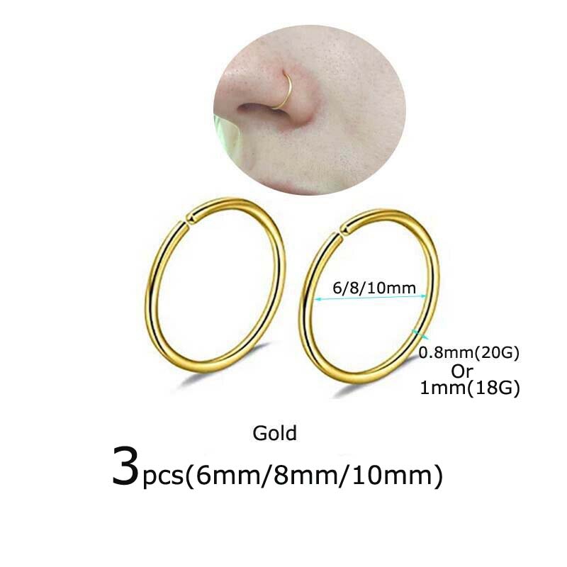 Set 3 Khuyên Mũi Bằng Thép Không Gỉ Cá Tính Sành Điệu
