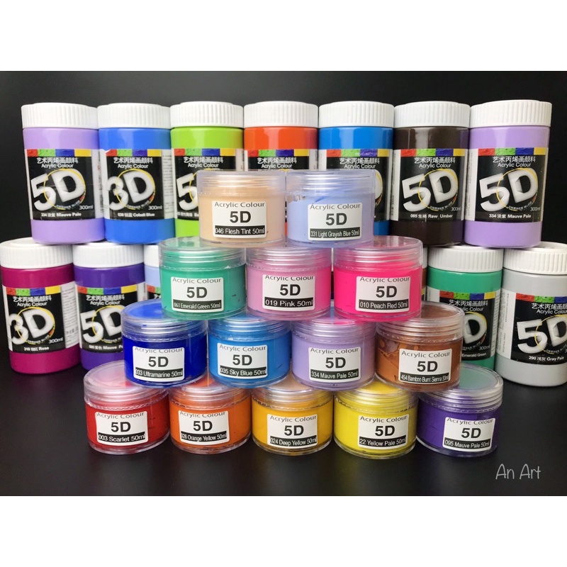 Màu Acrylic 3D - 5D 50ml Từ Lọ Nguyên Chất 300ml